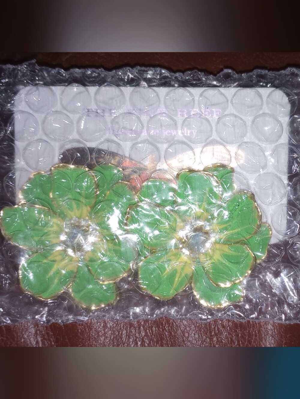 NWT Anthro The Pink Reef Handpainted Earrings Lime - Picture 6 of 7